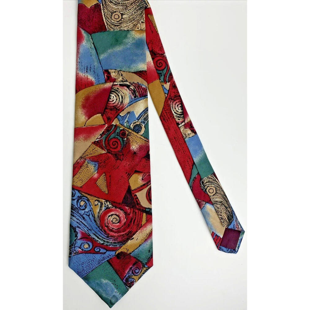 Harve Benard Tie Colorful Abstract Silk Necktie Classic 57" Boho Formal Designer